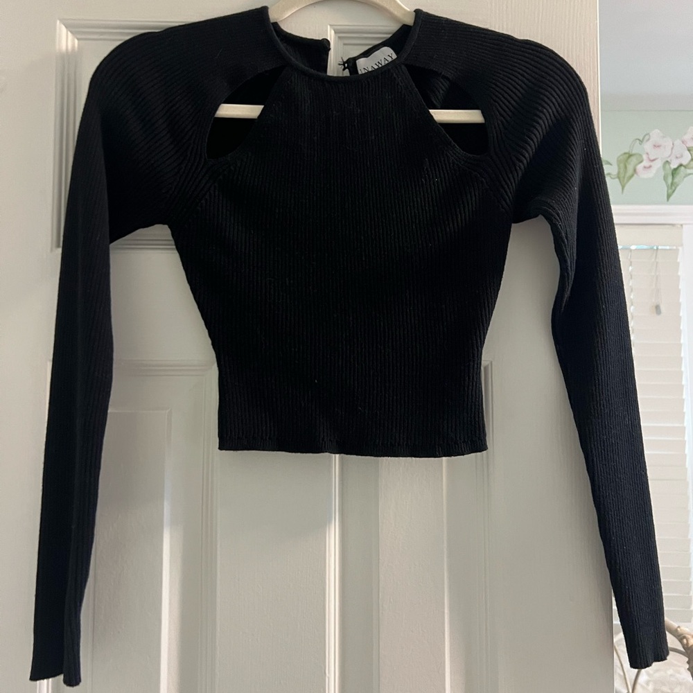 Runaway the label ribbed long sleeve top with cutouts